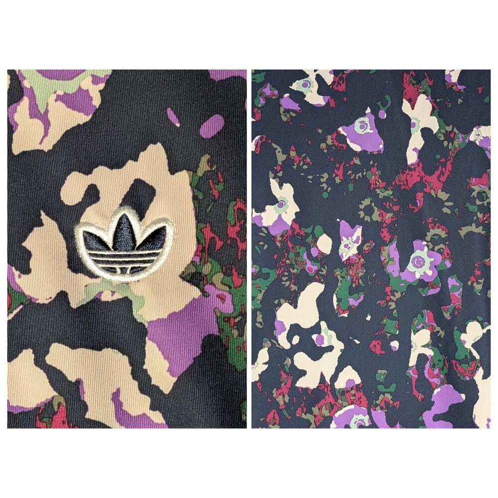 Adidas Originals Abstract Floral Camo T-Shirt Dress 3-Stripes Trefoil Women's L - Picture 6 of 11